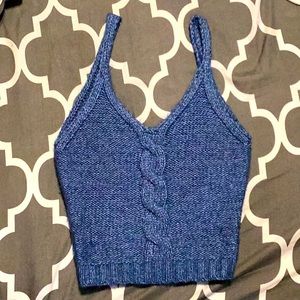 Blue knit tank top